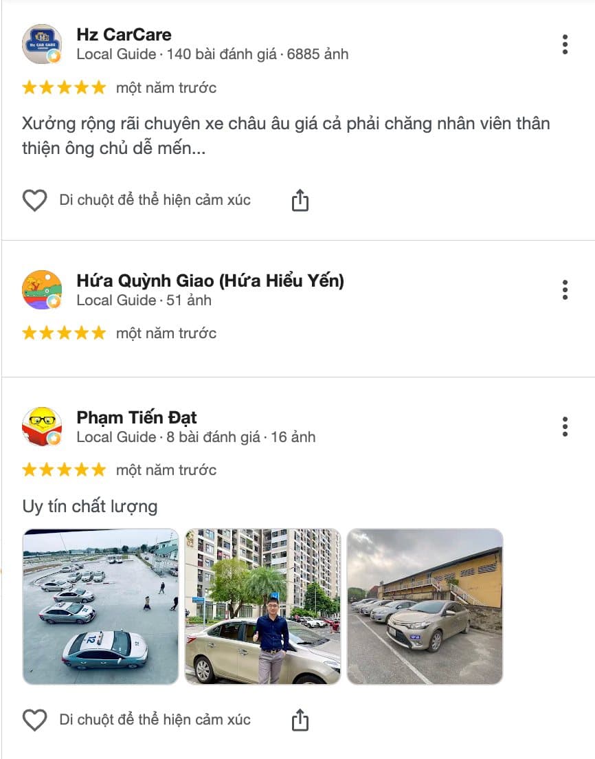 review từ khách hàng về gara ô tô Đại Nam