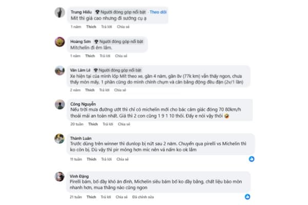 Một số review, đánh giá từ khách hàng về lốp Michelin và lốp Pirelli