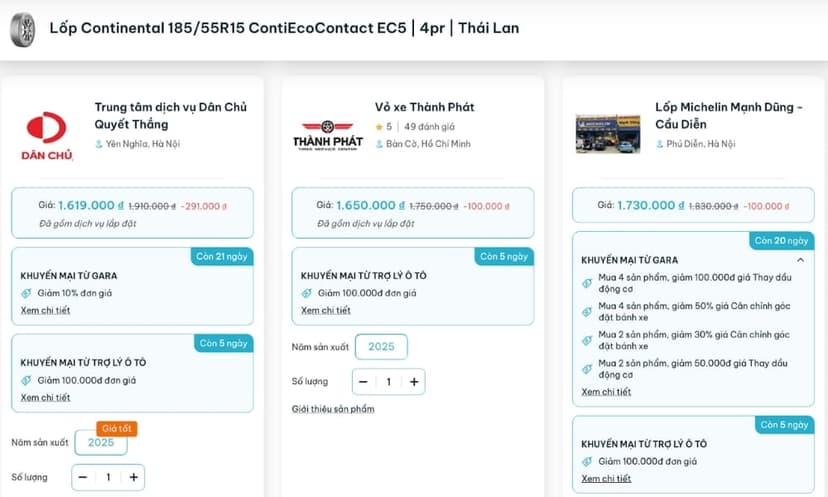 Ưu đãi khi mua lốp Continental 185/55R15 ContiEcoContact EC5 trên TROLYoto trong 03/2026