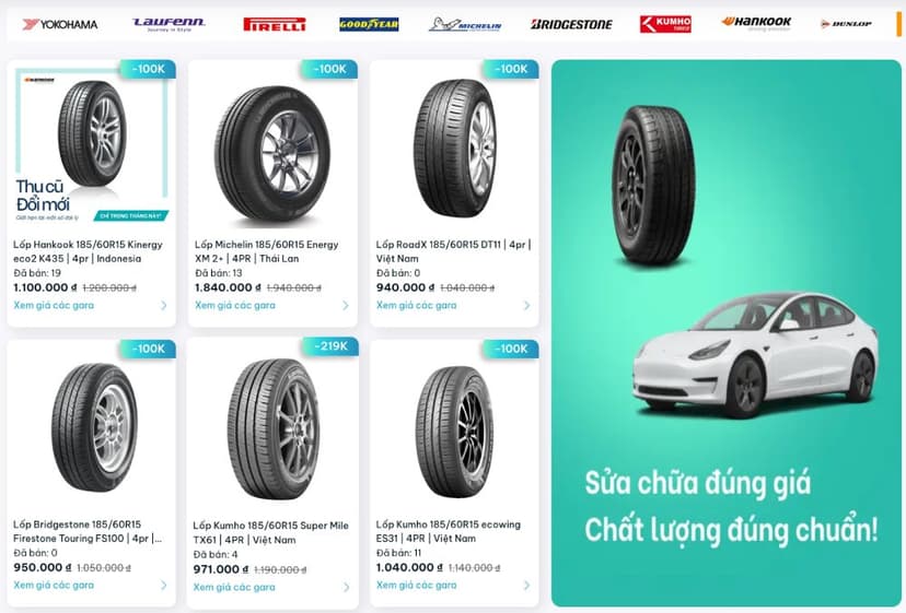 Các mẫu lốp phù hợp với Toyota Vios hiện có trên TROLYoto