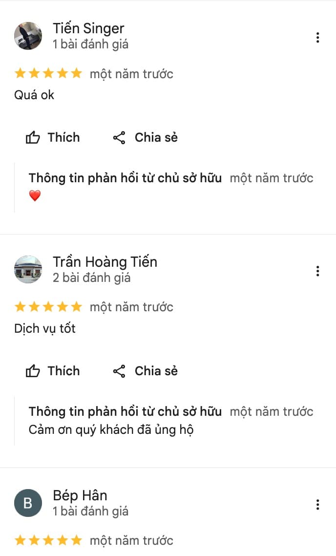 Đánh giá 5 sao từ khách hàng về dịch vụ tại Hương Tiến Phát