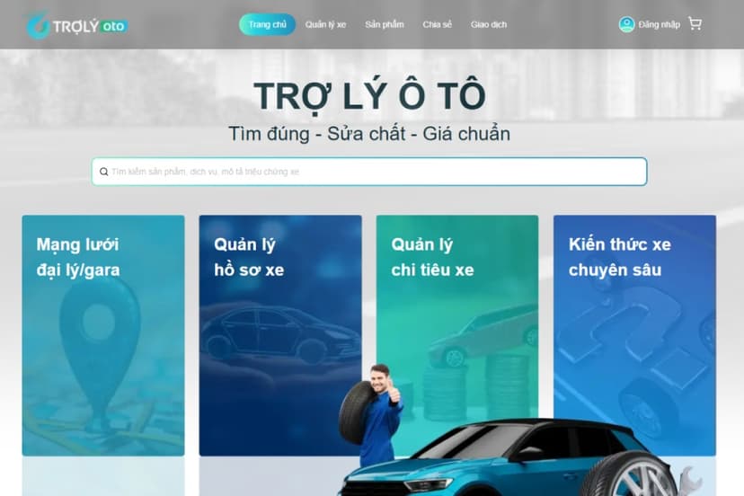 TROLYoto giúp chủ xe so sánh giá, chọn gara và đặt lịch thay lốp