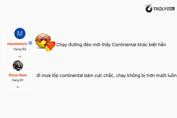 Lốp Continental được đánh giá cao nhờ khả năng bám đường vượt trội