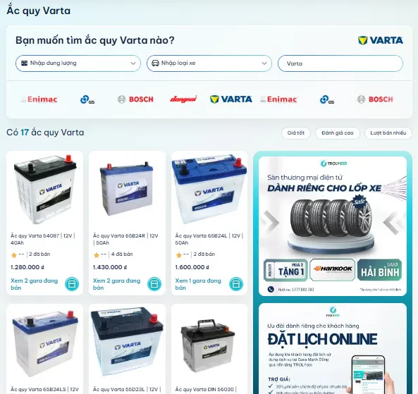 Mua ắc quy Varta chính hãng, giá ưu đãi ngay trên TROLYoto