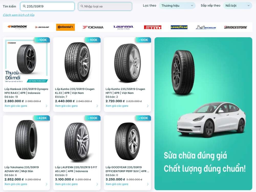Bạn có thể mua lốp xe Carnival từ các thương hiệu như Hankook, Kumho, Yokohama…