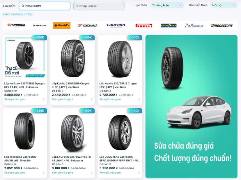 Bạn có thể mua lốp xe Carnival từ các thương hiệu như Hankook, Kumho, Yokohama…
