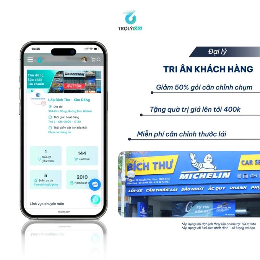 Một chương trình ưu đãi do TROLYoto cùng gara Bích Thư Kim Đồng triển khai trong tháng 03/2026