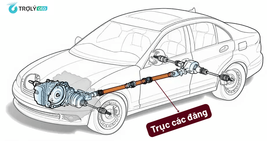 Trục các đăng ô tô là bộ phận nằm trong hệ thống truyền lực