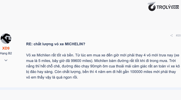 Michelin nổi tiếng với tuổi thọ lốp cao