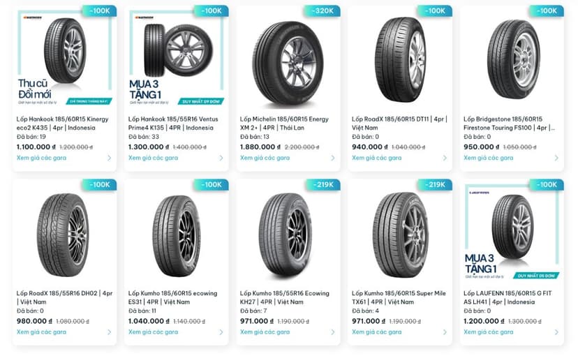 Bạn có thể lựa chọn lốp xe Honda City của các thương hiệu như Michelin, Bridgestone, Hankook, Kumho…
