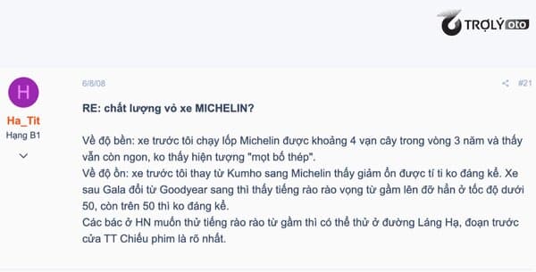 Lốp Michelin được đánh giá với độ bền cao