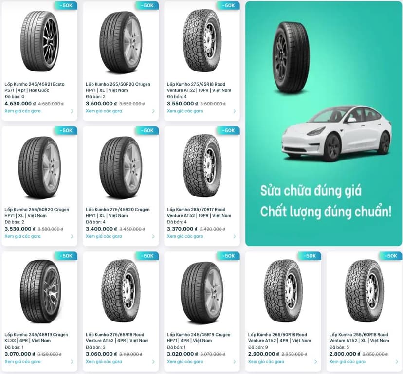TROLYoto cung cấp đa dạng các sản phẩm lốp xe Kumho