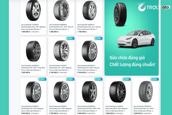Continental dao động từ 1.400.000 - 3.300.000