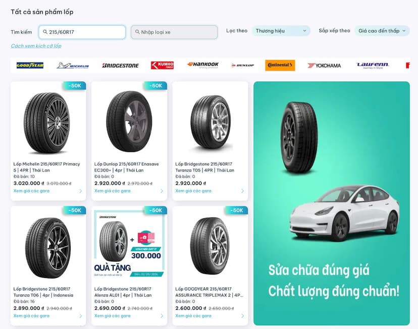 Lốp 215/60R17 phù hợp với các phiên bản Kia Seltos