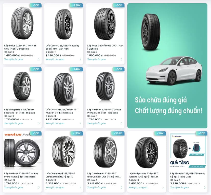Sản phẩm lốp xe phù hợp với Kia Rondo trên TROLYoto