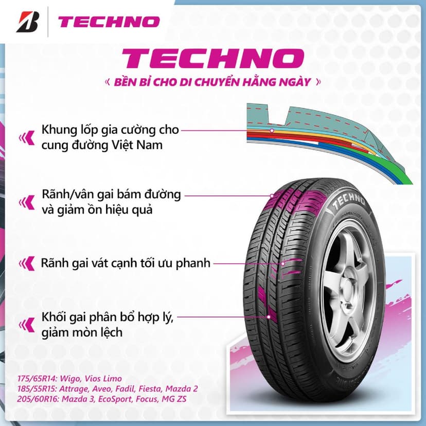 Bridgestone Techno phù hợp với nhu cầu di chuyển hằng ngày