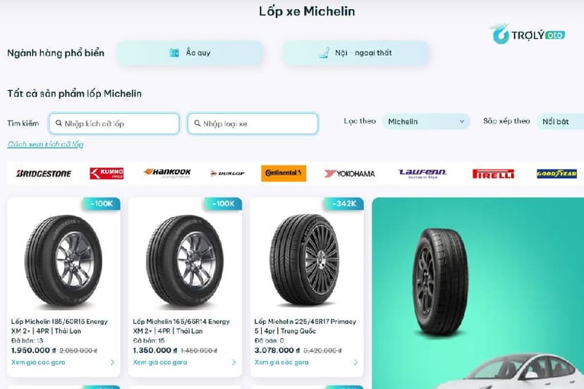Người dùng Hyundai Tucson dễ dàng tra cứu thông tin lốp Michelin thông qua TROLYoto