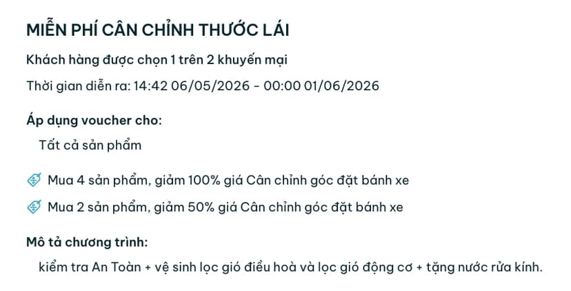 Một chương trình ưu đãi khi mua lốp Michelin 225/55R18 qua TROLYoto trong tháng 05/2026