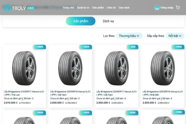 Mua lốp Bridgestone Alenza 001 tại nền tảng TROLYoto
