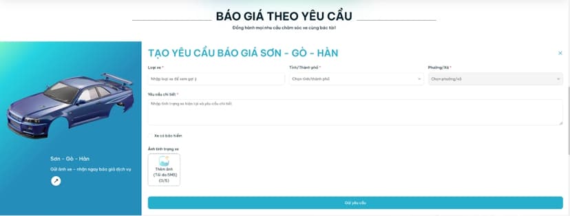 Tính năng Báo giá sơn gò hàn theo yêu cầu của TROLYoto