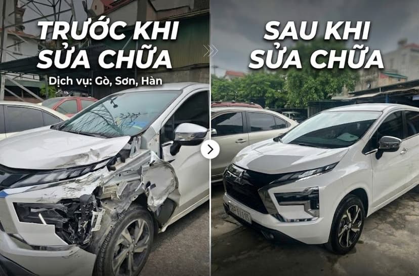 Hình ảnh xe trước và sau khi thực hiện dịch vụ sơn gò hàn