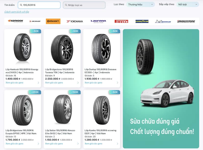 Lốp xe 195/60R16 phù hợp với dòng Toyota Veloz CVT