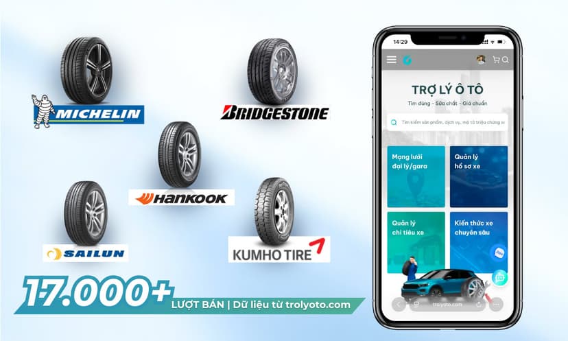 Top 5 dòng lốp ô tô được người dùng Việt ưa chuộng trong 3 tháng đầu năm 2026 | Theo dữ liệu từ TROLYoto