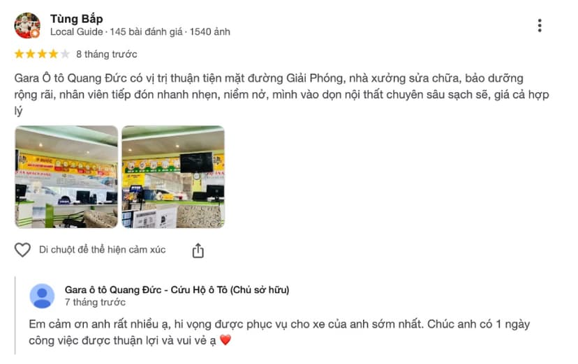 Review gara Quang Đức từ khách hàng