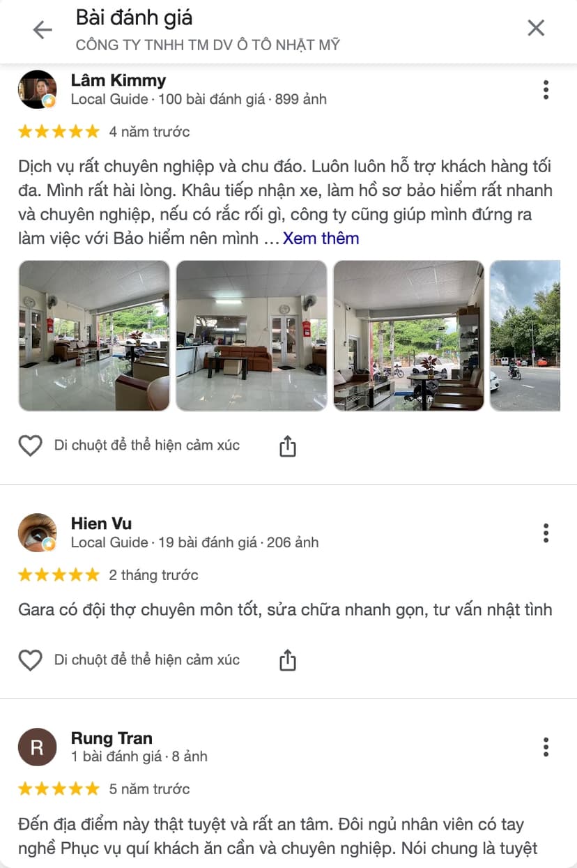 Khách hàng đánh giá 5 sao về Nhật Mỹ