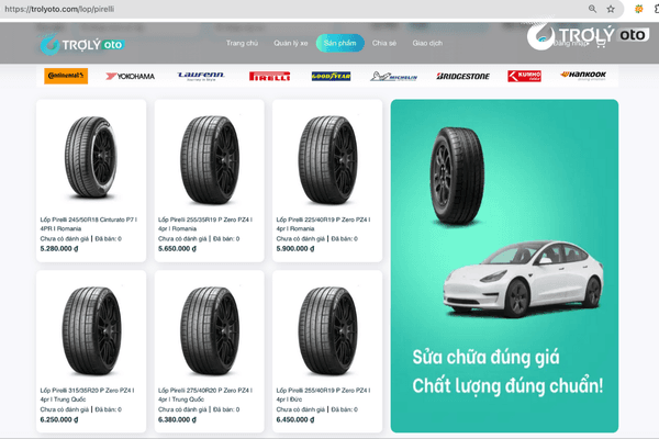 Lốp Pirelli dao động từ 5.280.000 - 7.990.000đ/lốp