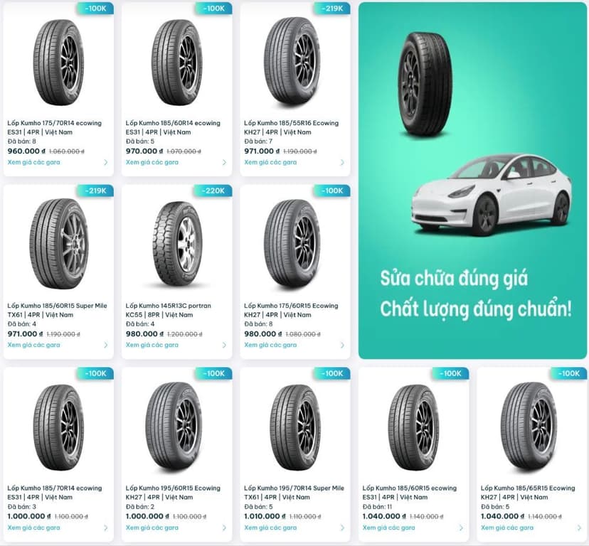 Hãng Kumho cung cấp đa dạng dòng sản phẩm cho xe du lịch, SUV và xe tải nhẹ