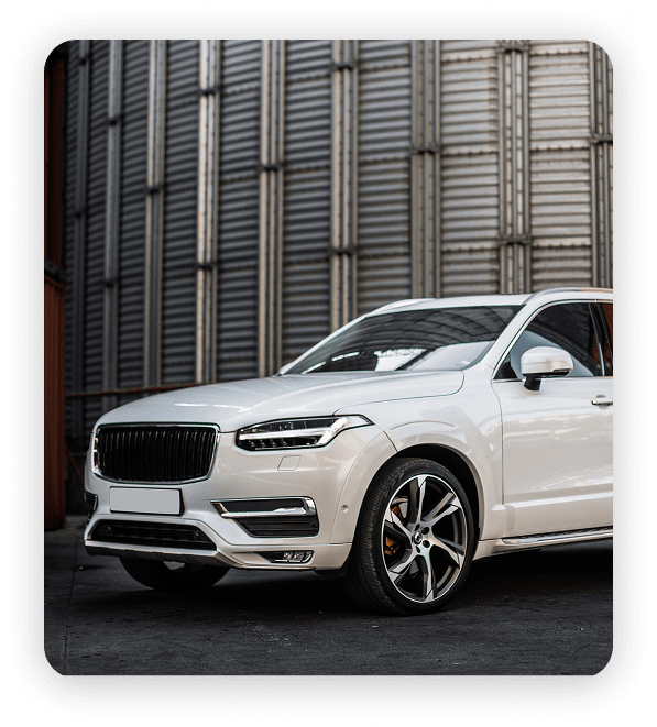 white front car running road