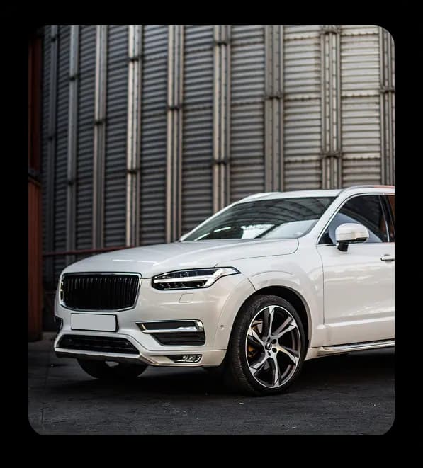 white front car running road