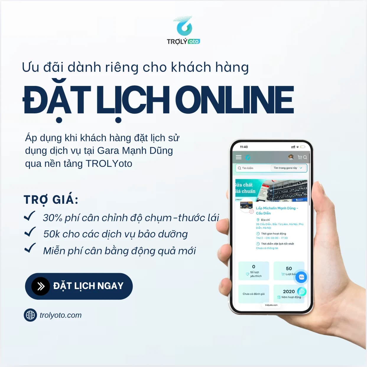 Ưu đãi đặt lịch online TROLYoto
