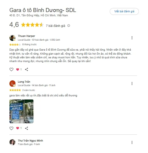 Đánh giá 5 sao từ khách hàng dành cho dịch vụ uy tại Gara Ô Tô Tuấn Nguyễn