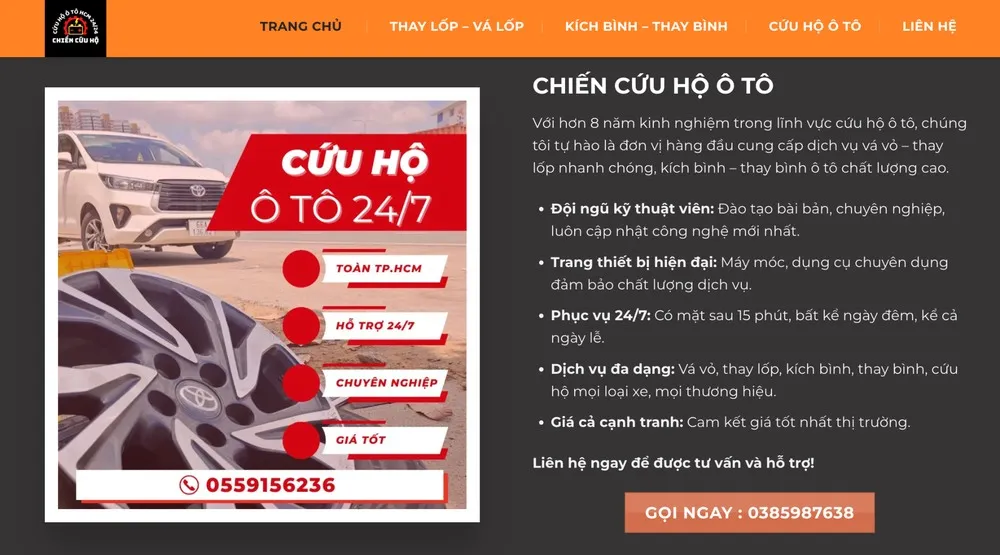Chiến Thắng có hơn 8 năm kinh nghiệm cứu hộ ô tô