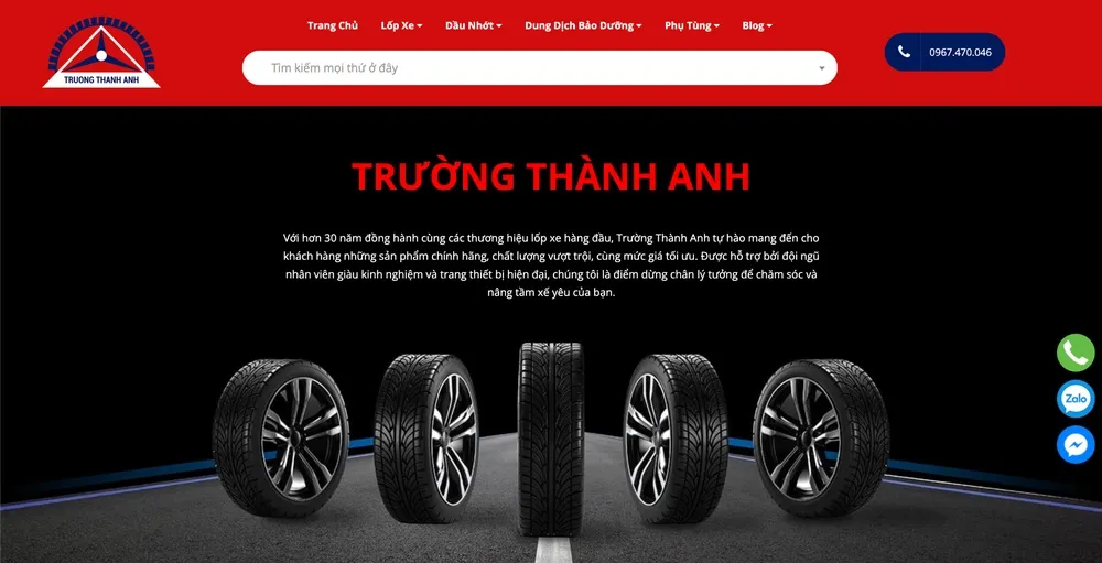 Trường Thành Anh nằm trên đường Bà Triệu, thay lốp cho cả xe du lịch và xe tải nhẹ