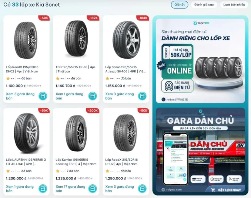 Mua lốp xe Kia Sonet trên TROLYoto để nhận các ưu đãi hấp dẫn