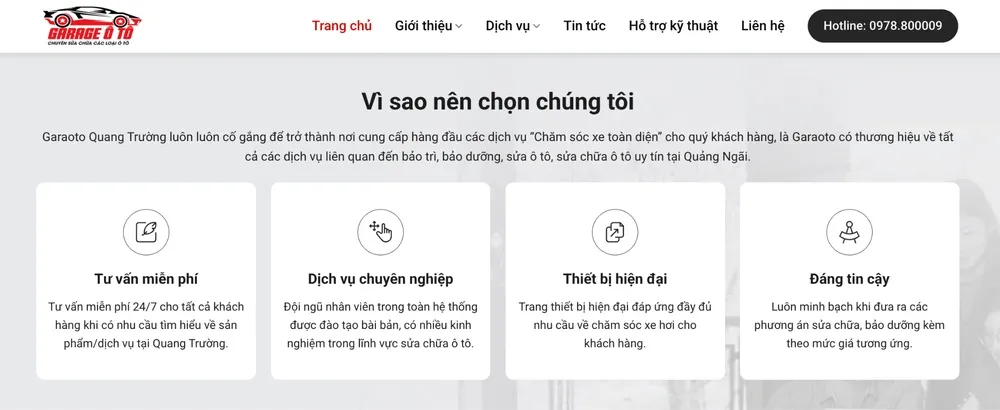 Garage Ô tô Quang Trường Quảng Ngãi có dịch vụ cứu hộ giao thông 24/7